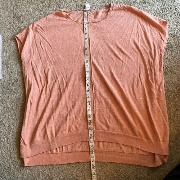 J.Jill, linen blend short sleeve coral colored top - Picture 7 of 8